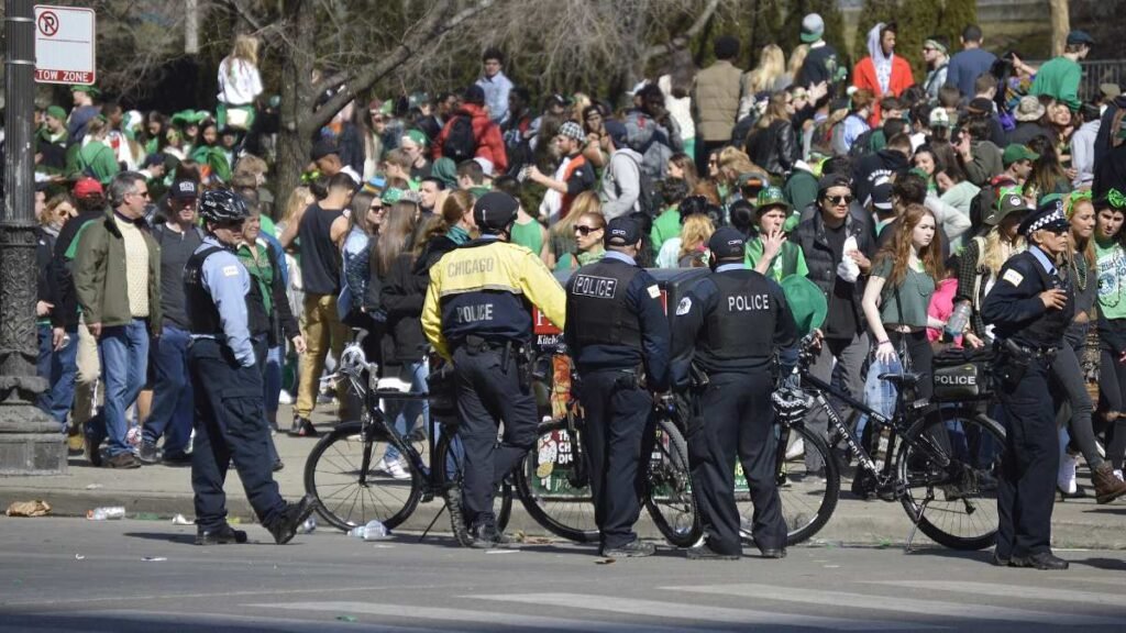 Chicago police officers on a downtown street