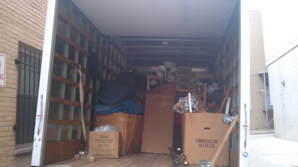 Moving boxes packed for a household move