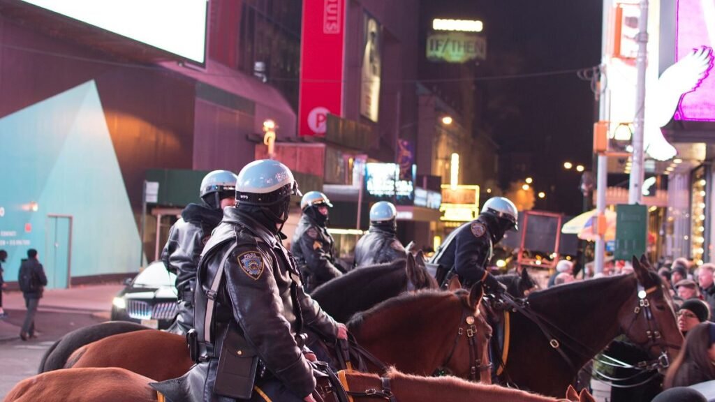 New York City police officers on patrol in Times Square