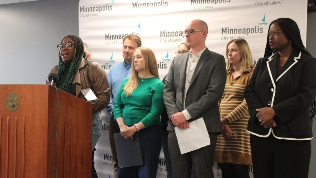 Speakers at a Stop Cop City press conference in May 2026